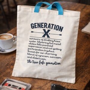 Generation X Canvas Tote Bag | Funny Retro 80s 90s Gift | Double Sided